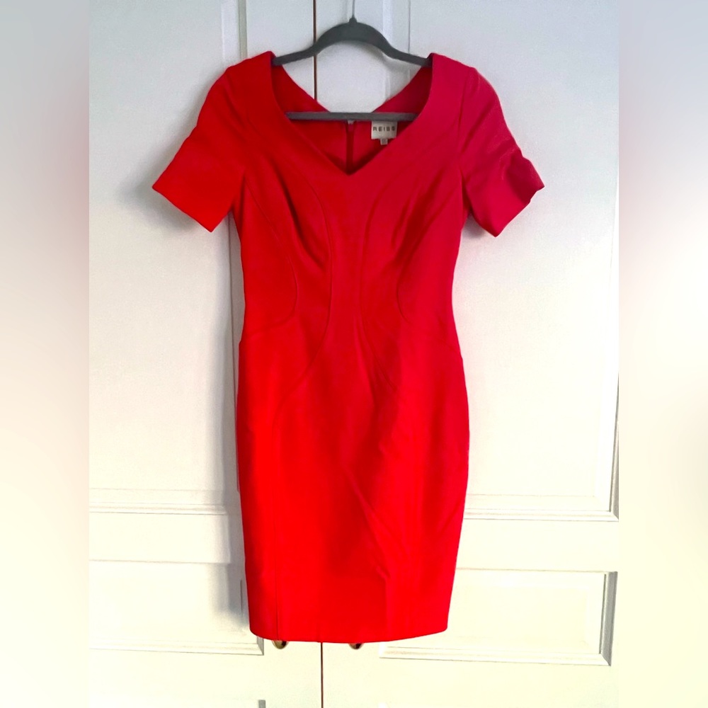 Reiss coral fitted sheath dress